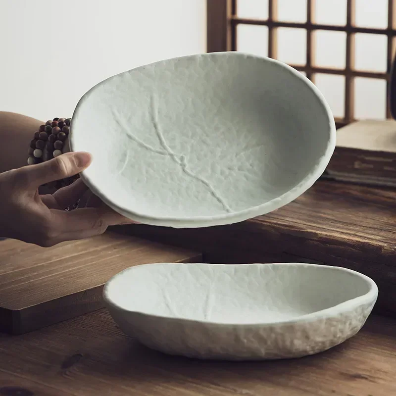 

Matte Ceramic Oval Plate, Fruit Salad Plate, Western Pasta Plate, Household Creative Dish Plate