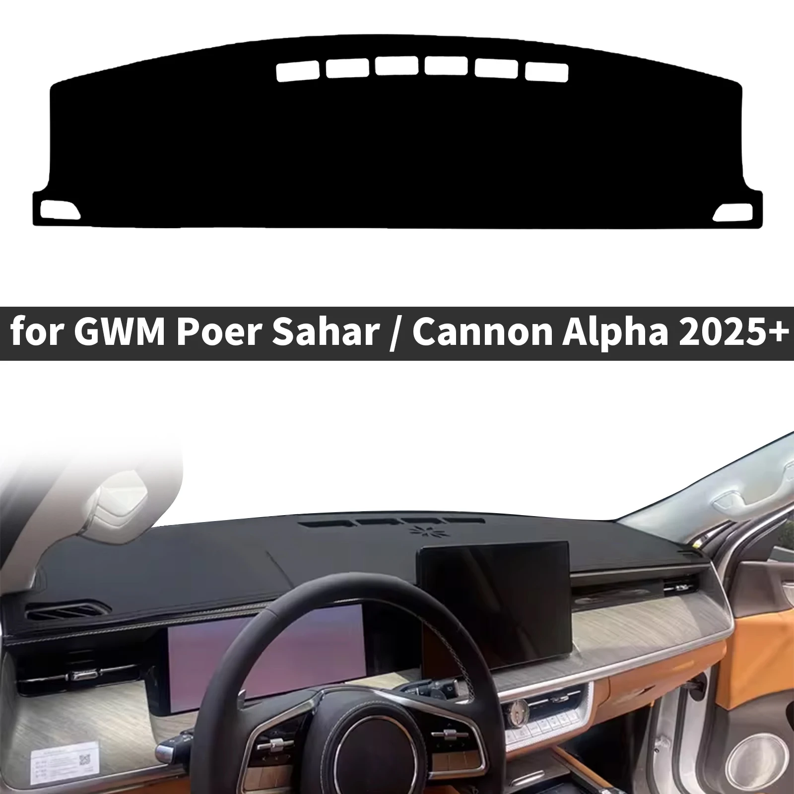 for GWM Poer Sahar Cannon Alpha 2025-2027 Car Accessories Dashmat Dashboard Cover Pad DashMat Sunshade Protective Carpet Leather