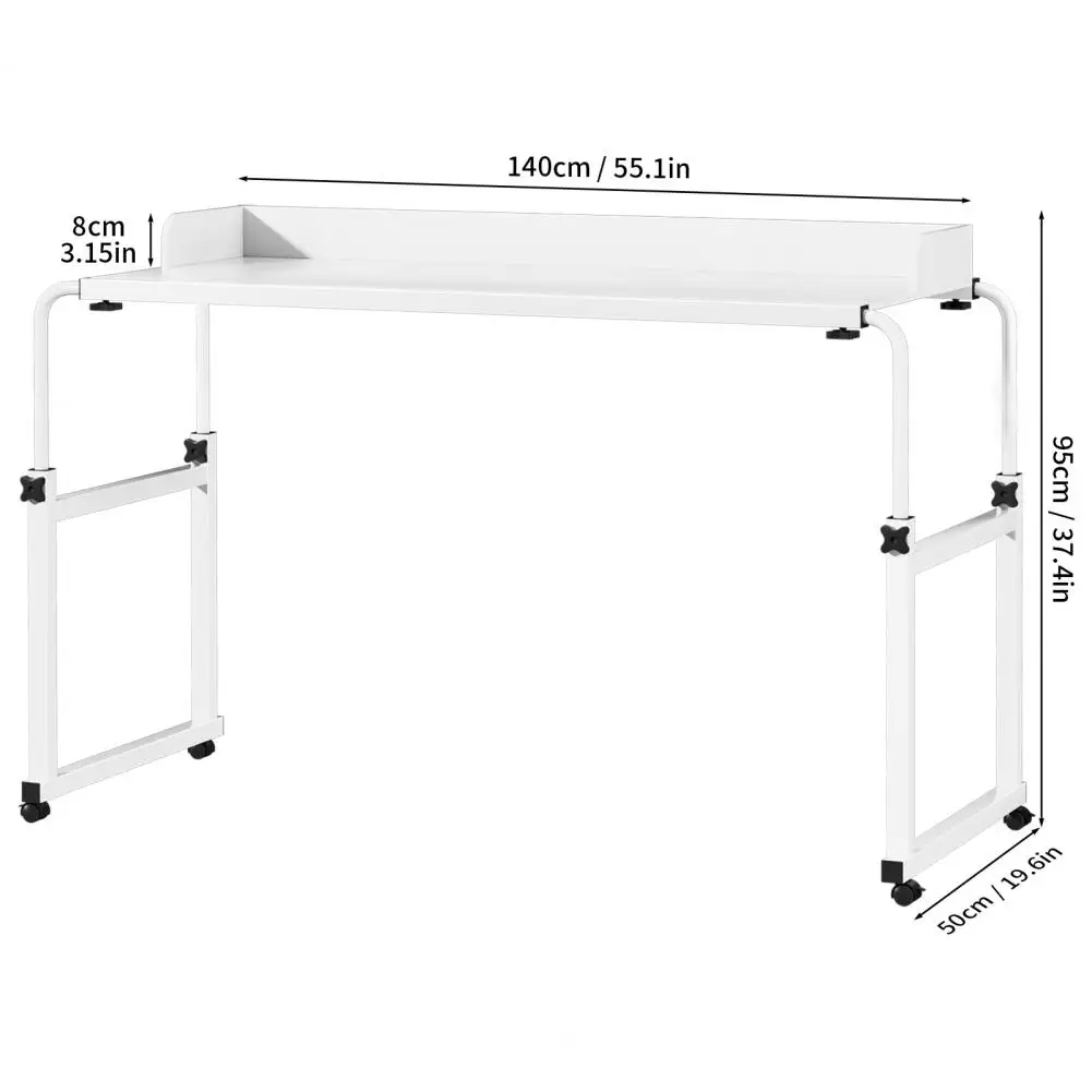 طاولة كمبيوتر محمول بارتفاع قابل للتعديل فوق السرير مع طاولة محطة عمل لغرفة النوم مع عجلات #6