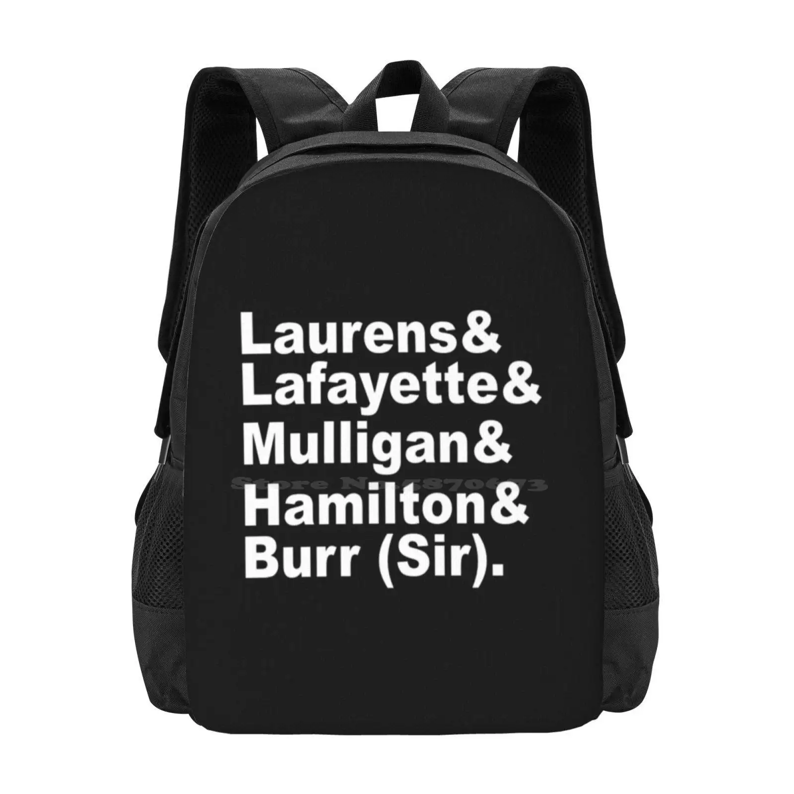 Revolutionaries ( White ) School Bags Travel Laptop Backpack Hercules Mulligan Aaron Burr Sir Meme Name List Lafayette Laurens