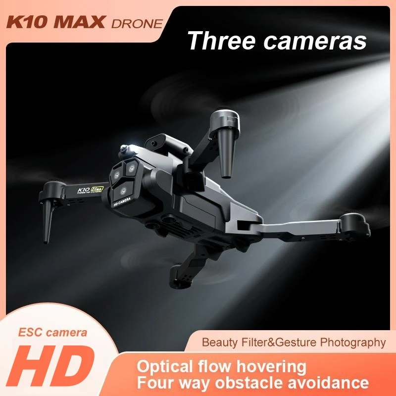 K10 Max RC 드론, 8K 전문 트리플 카메라, 광학 흐름 장애물 회피 제스처 사진, 접이식 쿼드콥터 장난감, 신제품