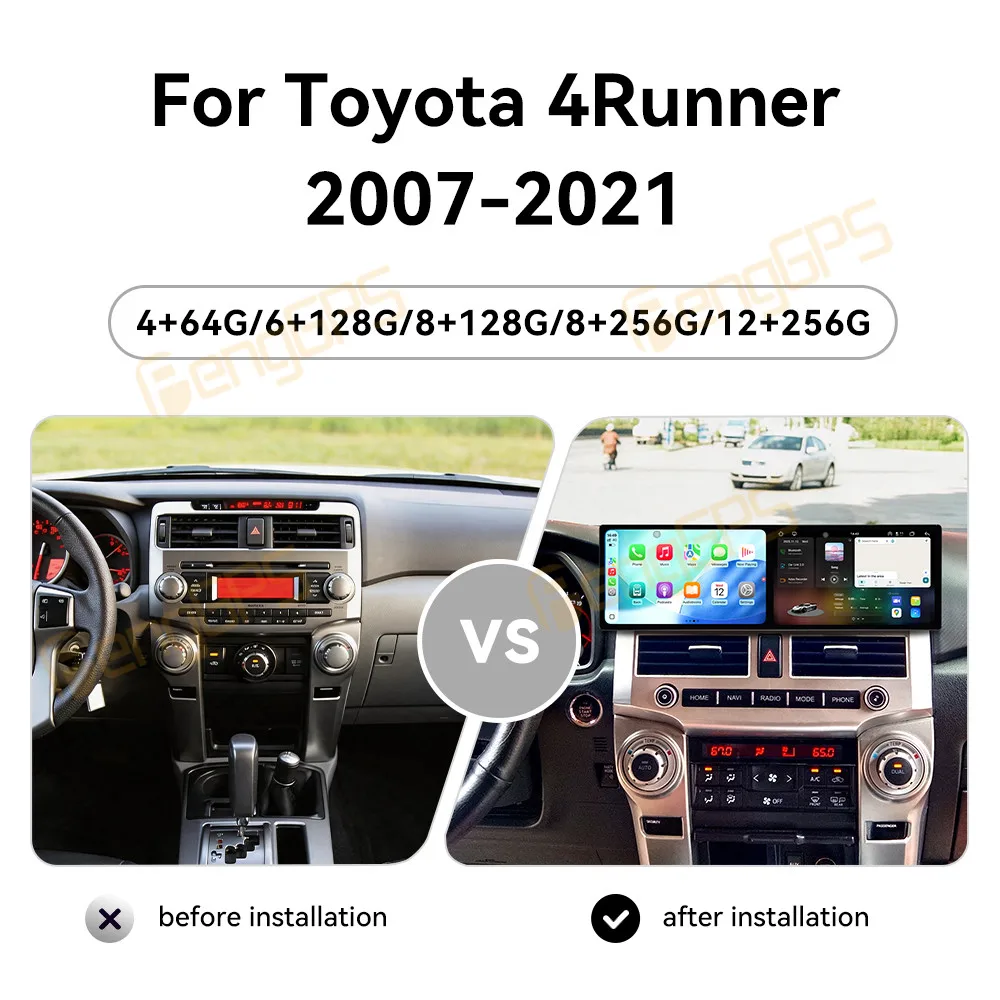 For Toyota 4Runner 2007-2021 Android Car Radio Multimedia Video Wireless Carplay Autoradio Stereo GPS Navigation Head Unit