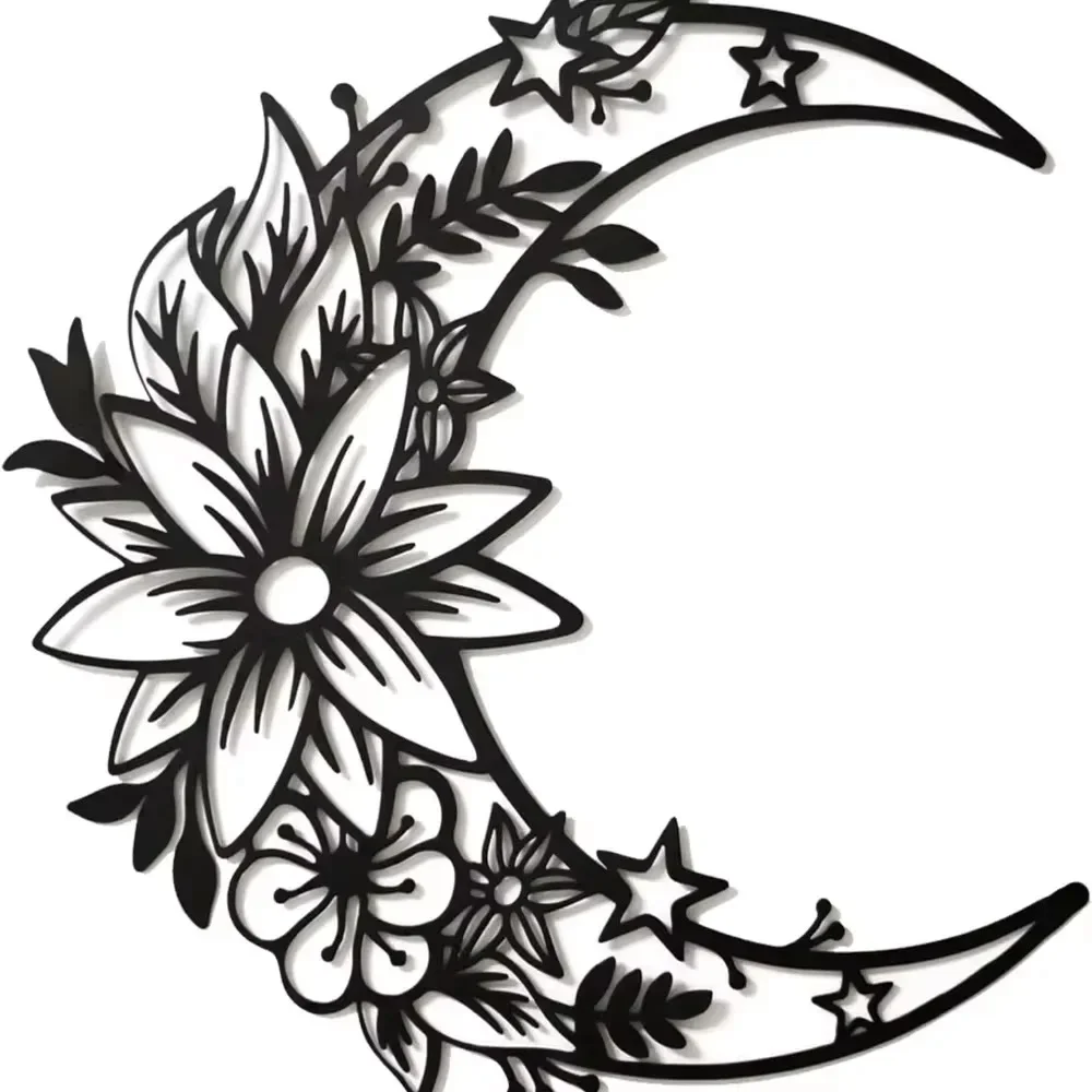 Brand Butterfly Metal Wall Art Boho Black Flower Decor For Bedroom Living Room Hanging
