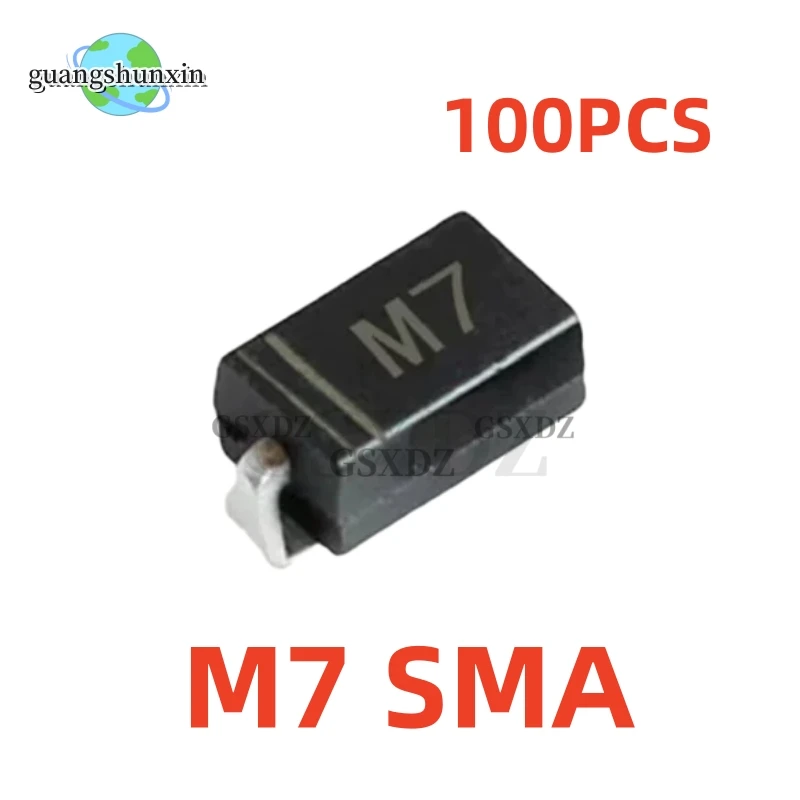 100PCS M7 SMA M7F SMAF A7 SOD-123 1N4007 Surface Mount General Purpose Diode