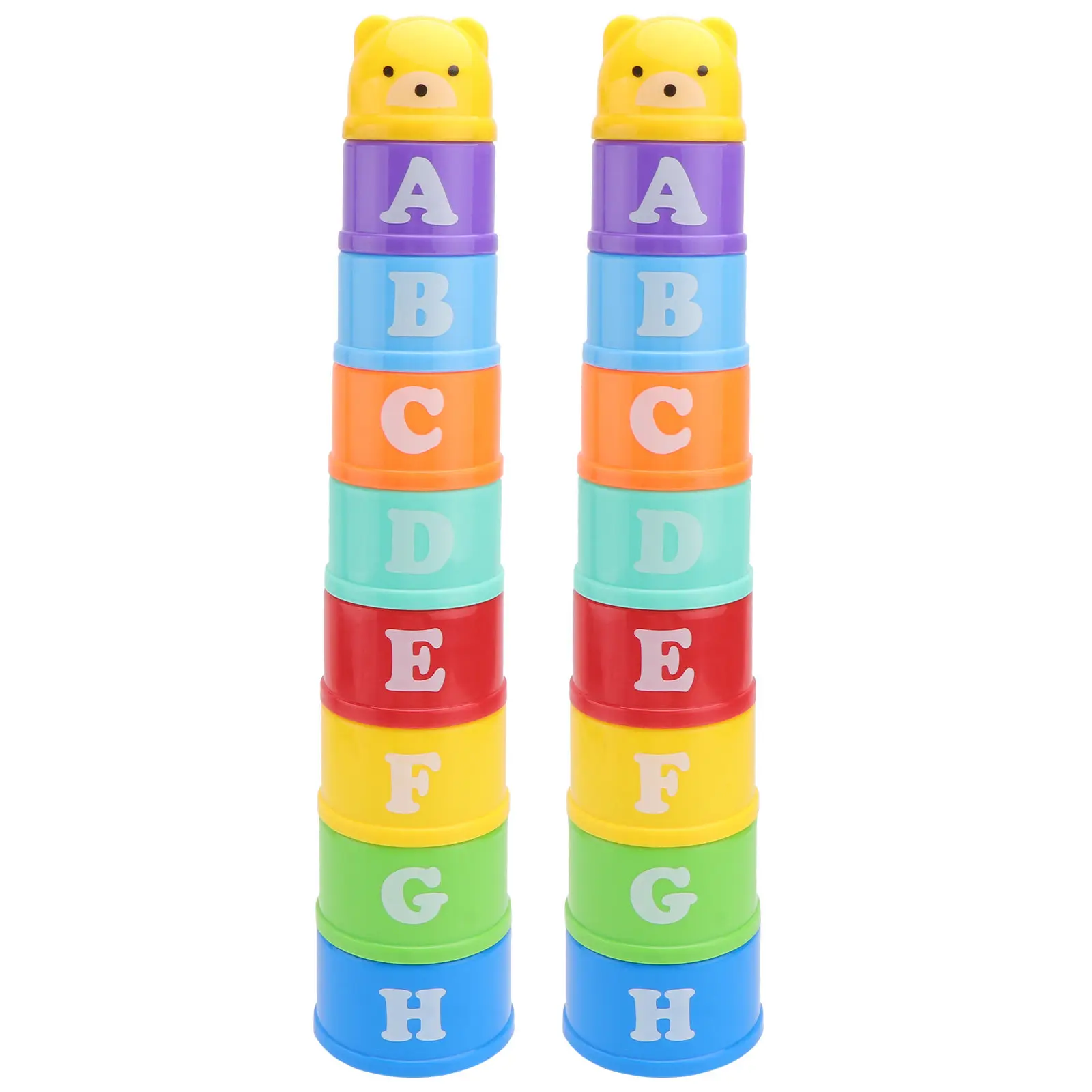 2Sets Cartoon Bear Number Letter Stacking Early Education Playthings Creative Bathing Game Funny Kids Color Perception Blocks