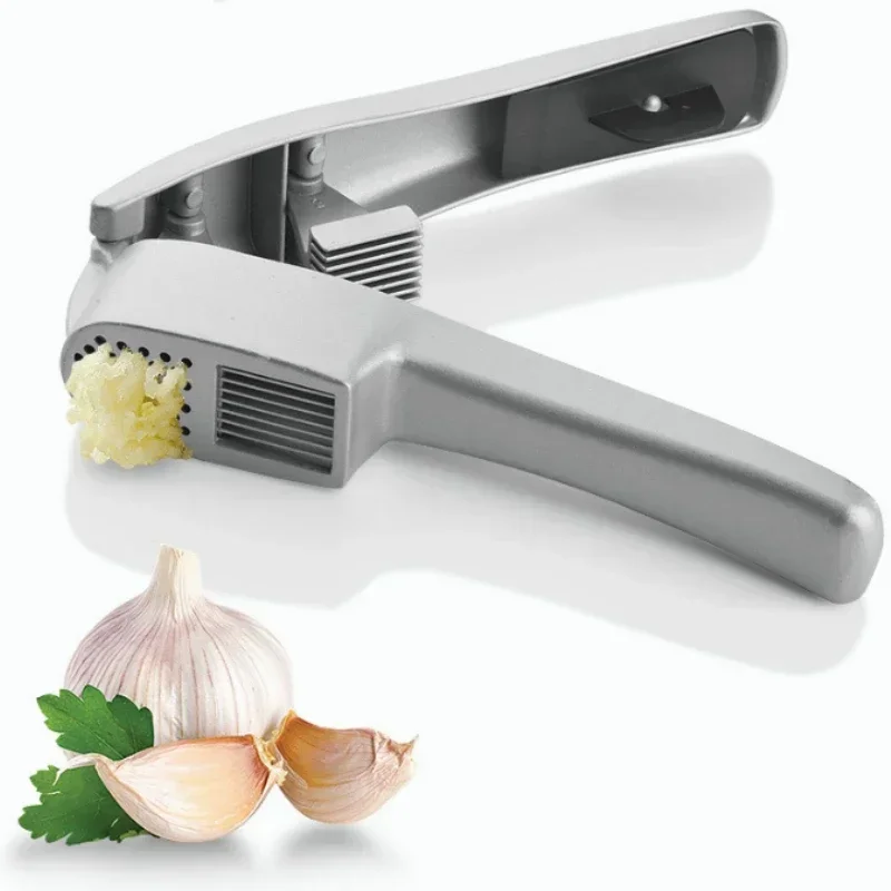 Garlic Press & Slicer 2 in 1 - Aluminium Garlic & Ginger Mincer and Slicer - with Slicing and Grinding - Kitchen Cooking Tools