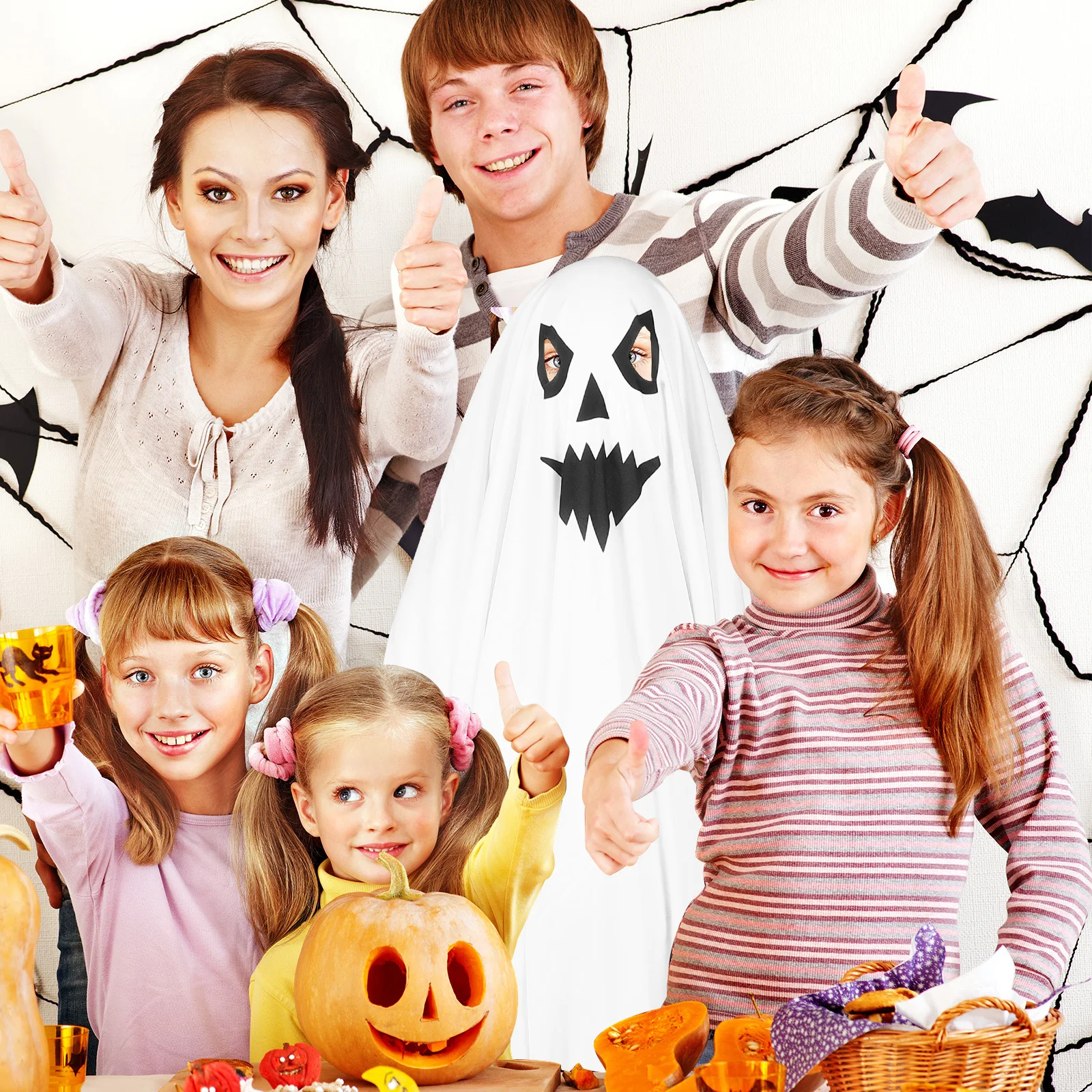 

Halloween Kids Ghost Costume 120cm Witch Cloak Toddler Cosplay Party Outfit Spooky Comfortable Soft Breathable Craftsmanship