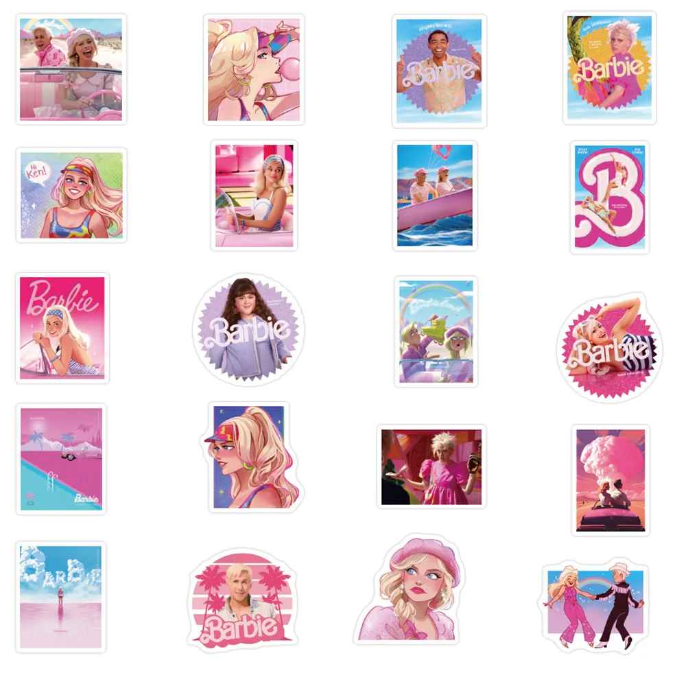 50/100Pcs adesivi Barbie bella principessa Skateboard bicicletta chitarra Laptop bambini adesivo impermeabile Barbie Birthday Decor Toys