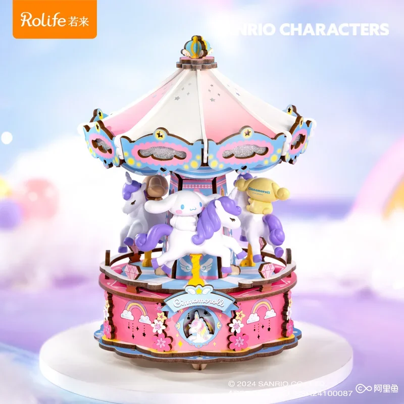 Nieuwe Sanrio Houten Bouwstenen Droom Pretpark Octaaf Cinnamoroll Kuromi My Melody Gemonteerd Model Speelgoed Collectie Gift