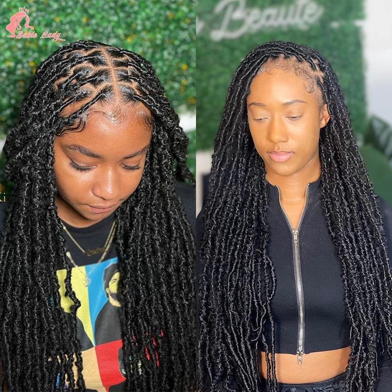 Longo preto 40 "synthetic dreadlock trançado perucas para mulheres africanas caixa de torção tranças peruca dianteira do laço completo borboleta locs tranças peruca