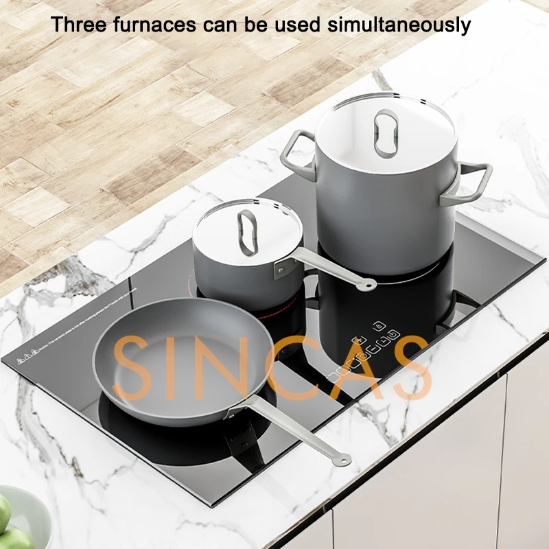 Fornello a induzione a tre teste Stufa elettrica in ceramica a tre fuoco incorporata Fornello a induzione commerciale per uso domestico Stufa multifuoco