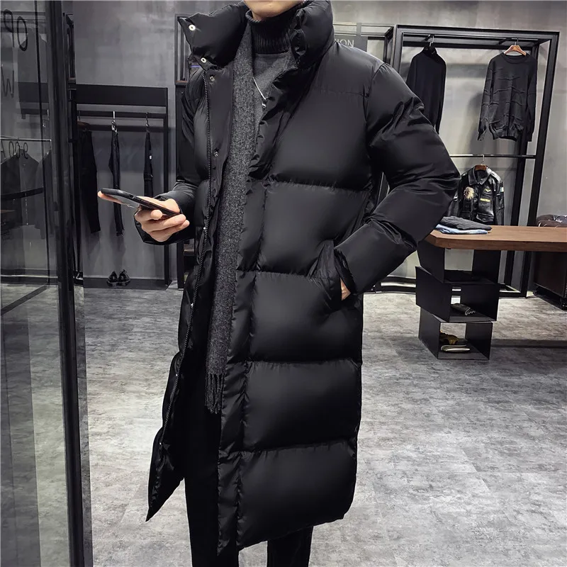 Men\'s Winter Long Down Cotton Jacket 2023 Korean Style Casual Loose Thick Plus Size Parka Coat Warm Overcoat