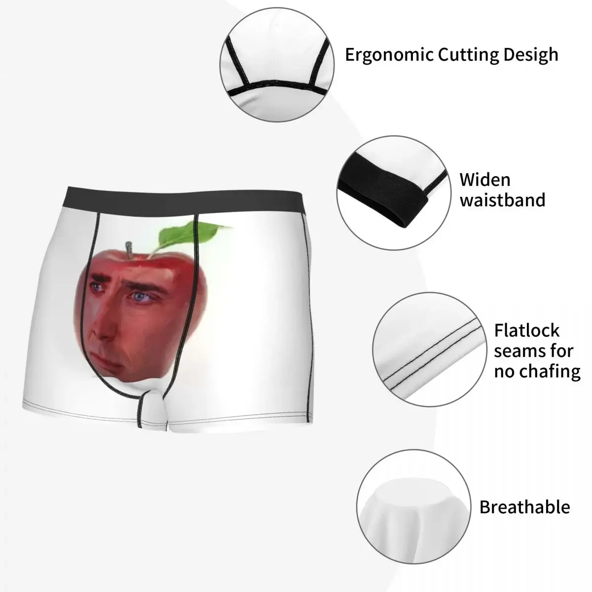 Engraçado Nicolas Men's Underwear Gaiola, Engraçado Meme Face Boxer Shorts, Calcinha Macia, Humor Cuecas, Plus Size