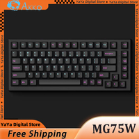New AKKO MG75W Mechanical Keyboard Dual Mode Hot Swap PBT Keycaps Full Key V3 Pro Milk Yellow Axis Electronic Sports Keyboard
