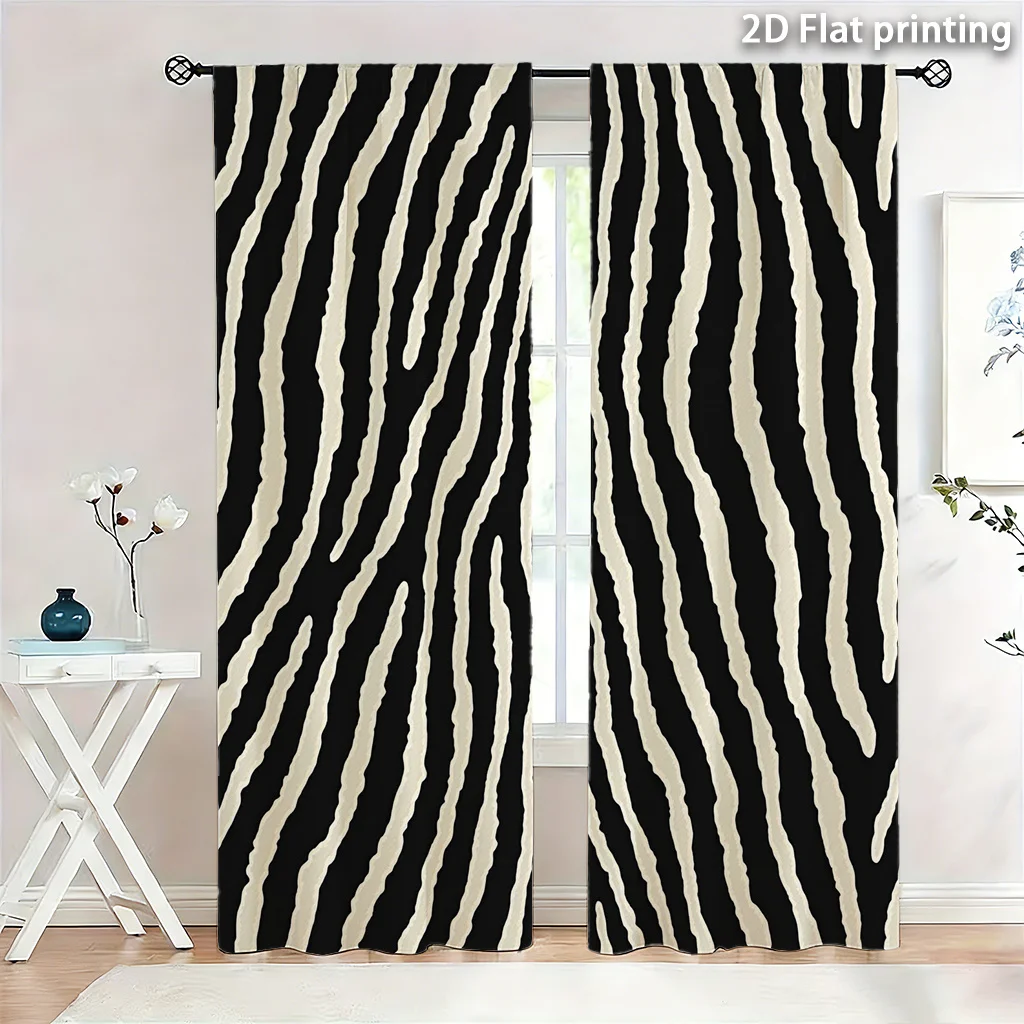 Modern Zebra Stripe Curtains Black and White Stripe Window Panels Luxury Curtains for Living Room Home Decoration
