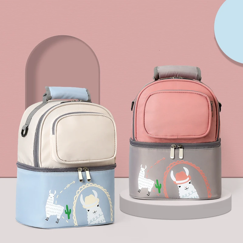 

Baby Insulation Breast Milk Bottle Thermal Bag Cartoon Diaper Bag Double Layer Mummy Pumping Pack Backpack Breastmilk Cooler Bag