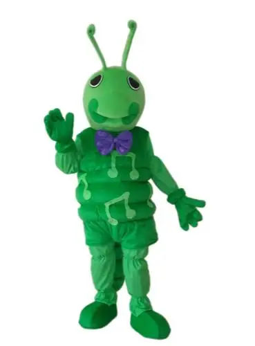 Diseño de moda nota verde gusano mascota disfraz adulto fiesta de cumpleaños vestido de lujo Halloween Cosplay trajes ropa de Navidad