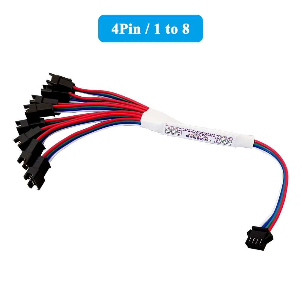 1-to-2/4/8 LED Signal Amplifier for WS2812B/SK6812 RGB Strip DC5V TTL Repeater Module Extends 3Pin/4Pin Addressable Pixel Lights