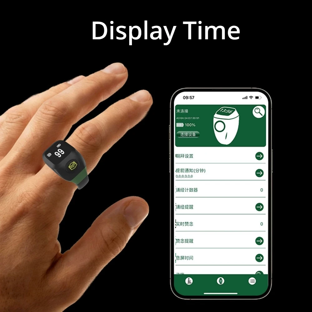 OLED BT Ring Counter APP Control 99999 Count Vibration Reminder Adjustable 18/20/22mm Ring Replaceable Rechargeable Ring Counter
