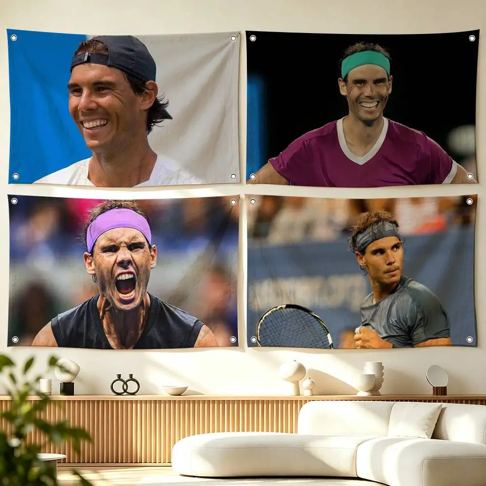 R-Rafael Nadal S-Spain Tennis Star   Flags for Bedrooms Home Decor Items Outdoor Decors Garage Decoration Flaga