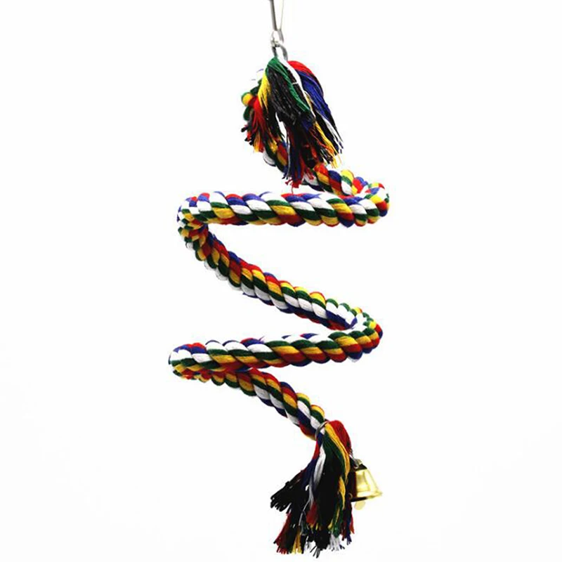 New Parrot Rope Hanging Braided Budgie Chew Rope Bird Cage Cockatiel Toy Pet Stand Training Accessories Conure Swing Supplies