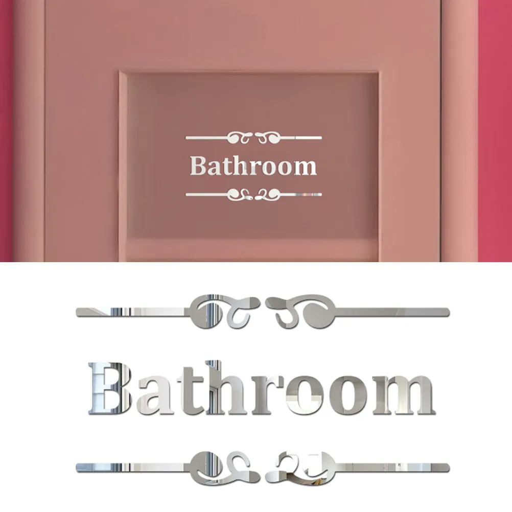 Silver Wall Sticker Stickers for Bathrooms Dust-free Surface Toilet Signs Decals Decor