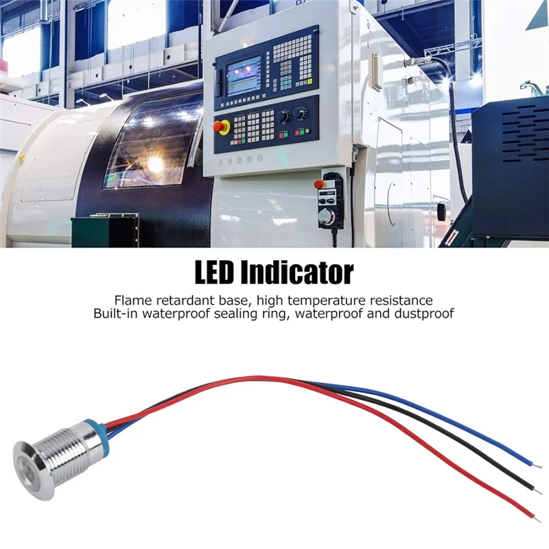 

ABCL Pre-Wired LED Indicator 12Mm 12V‑24V Dual Colors Common Anode LED Light (Red Blue), Buttons And Indicators