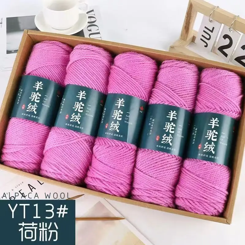 5pcs/pack of Alpaca Wool Yarn, Stick Needle Thread, Chunky Yarn, DIY Woven Sweater Hat Glove Scarf Thread,Dopamine Knitting Yarn