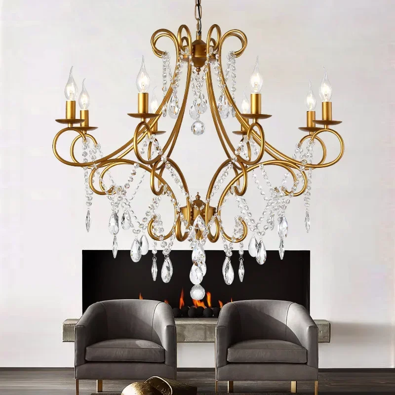 

Industrial Style Iron Crystal Chandelier Modern Luxury Boutique Country Style For Hallway Living/Dining Room Bedroom Home Light