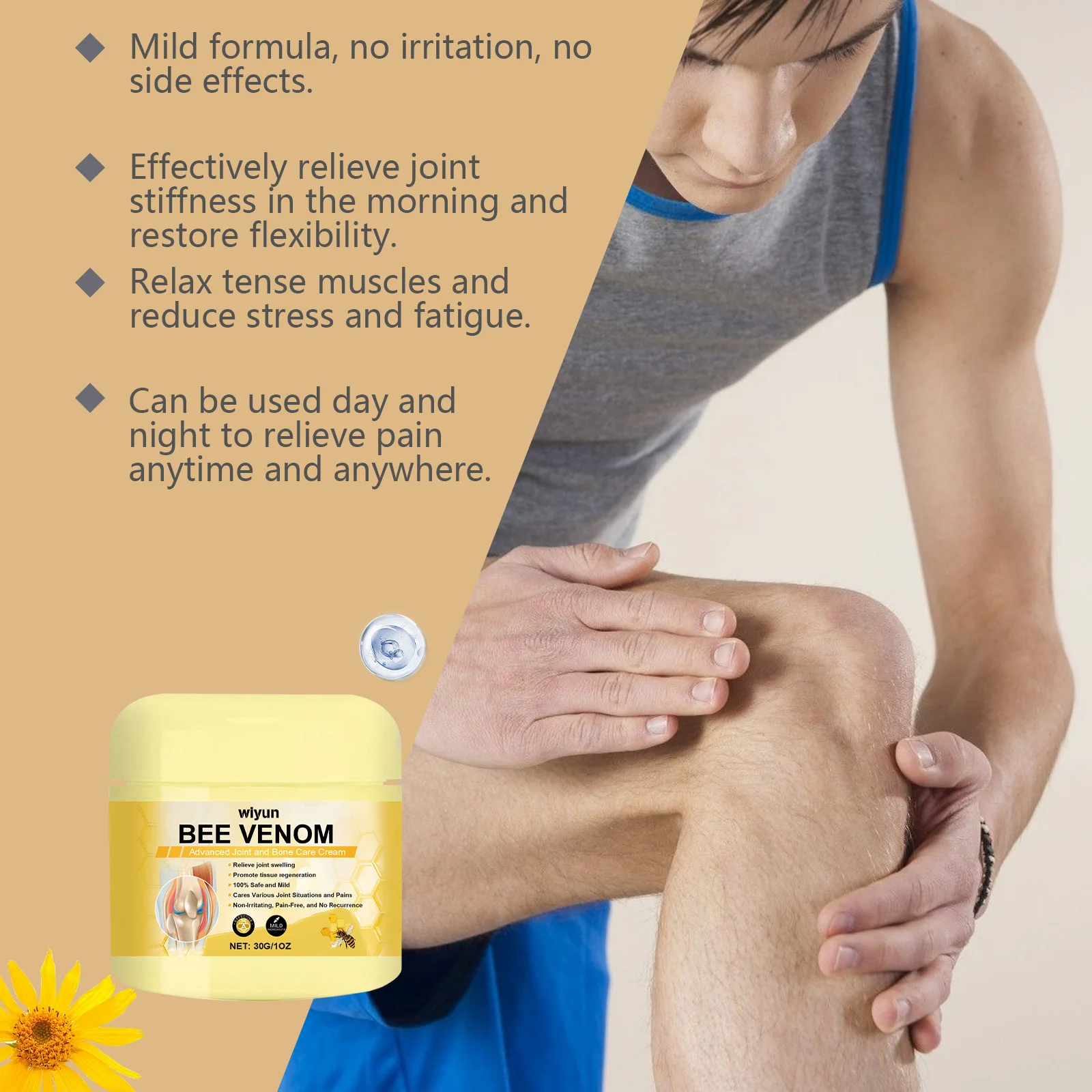Wiyun 30g Joint care cream relieves joint discomfort, moisturizes skin, gently protects, and enhances comfort – a massage cream.