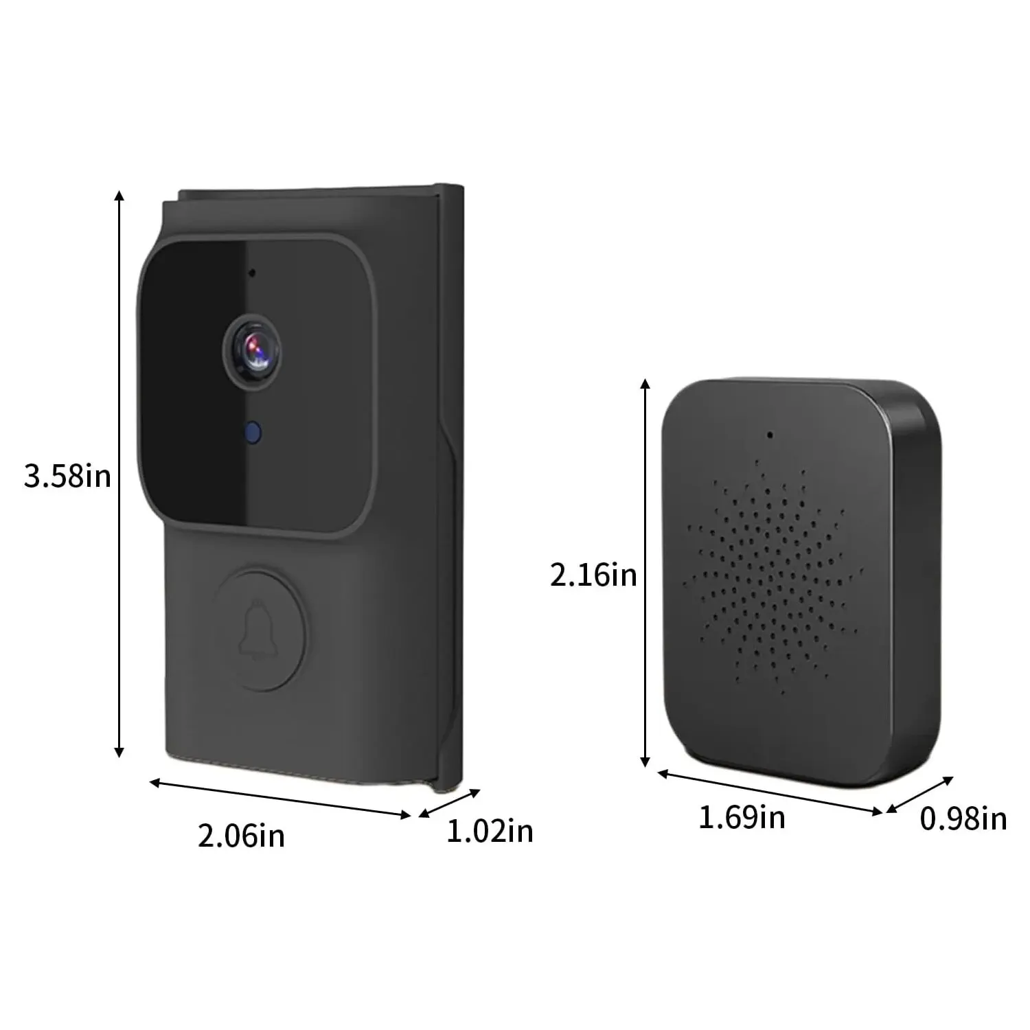 Campainha Sem Fio Inteligente Avançada com Função de Intercom, Câmera com Aplicativo Tuya, 2.4G WiFi, 720P, Chamada Visual Remota, Campainha