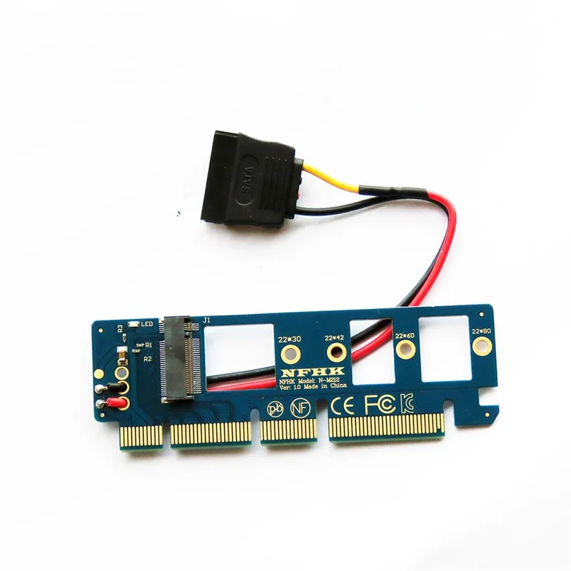 PCIe adapter 4.0x4x8x16 with power interface to M.2 NVMe SSD