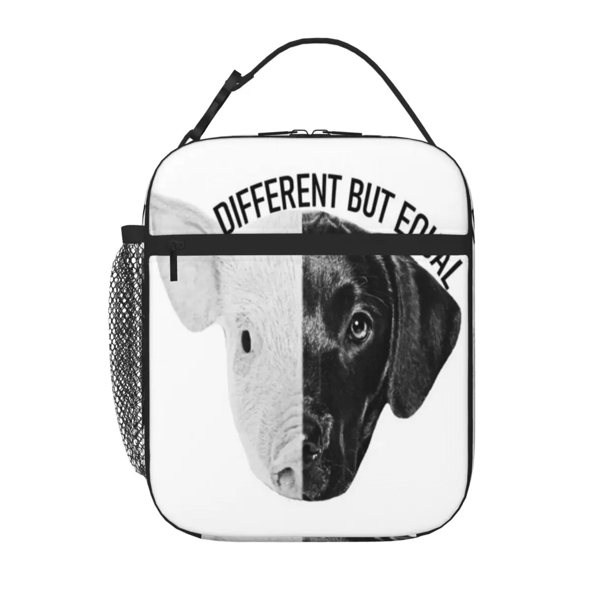 Bestselling Different But Equal (black And White) Casual Lightweight Lunch Bag Fishing Trip Canvas Lunch Bag