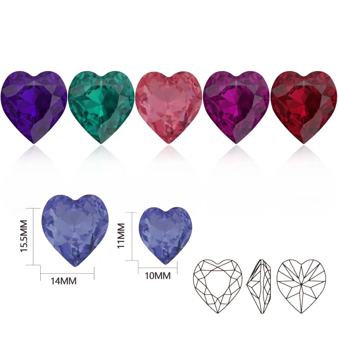 K9 Crystals Heart Strass Glass Crystal Stone Pointback STrass Bling AB Rhinestones For Nail Art Nails Salon Jewelry
