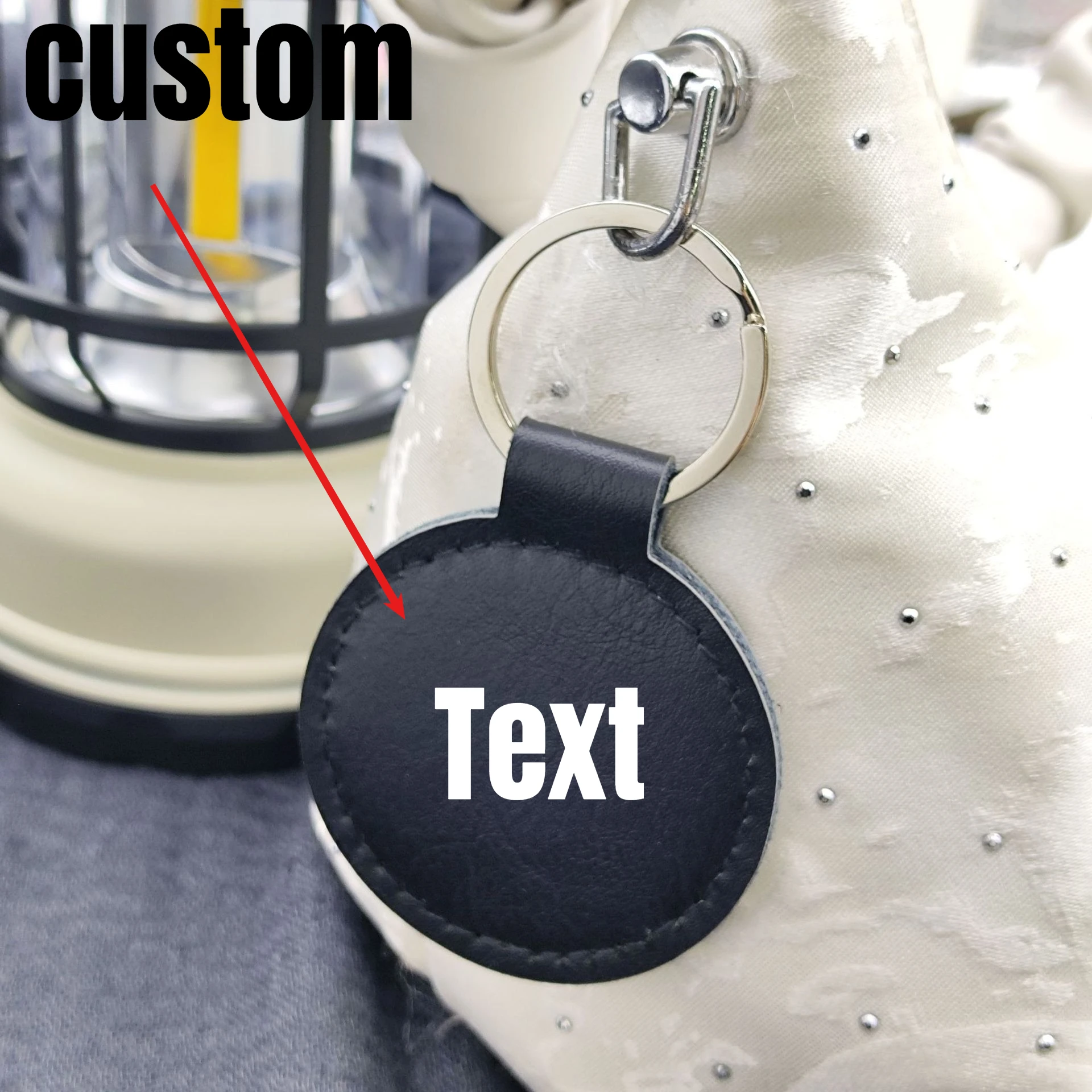 

Custom Round PU Leather Keychain Laser Personalize Doorlock Access ID Card Key Chain Wholesale Car Key Accessory for Man Woman
