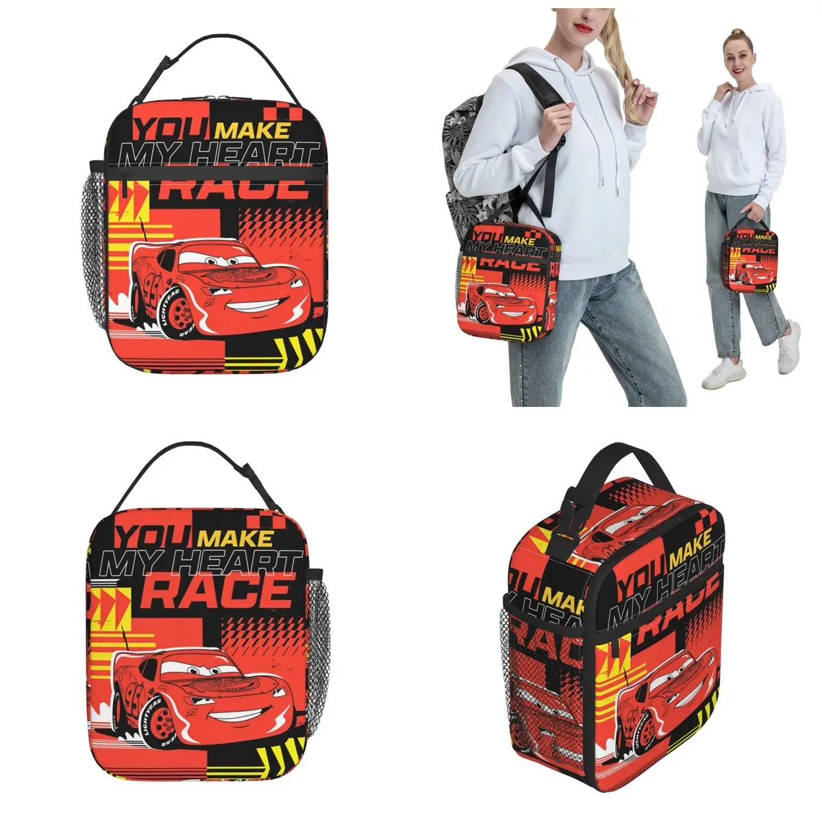 Lightning Mcqueen Car Sally Insulated Lunch Bag Food Bag Portable Cooler Thermal Bento Box For Work