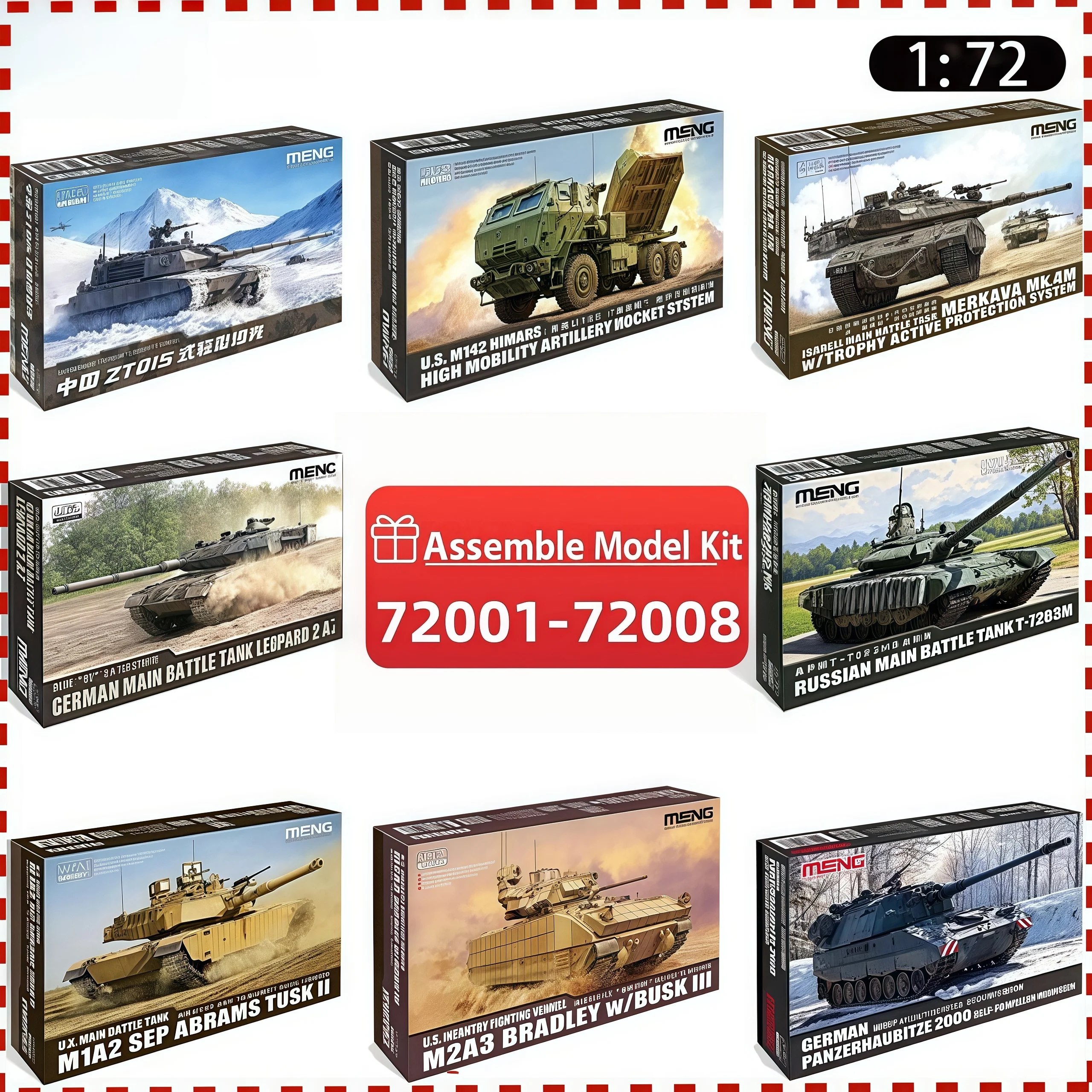 1/72 Main Battle Tanks Collection 8   Whole MENG  Set 72001-72008 Assemble Models