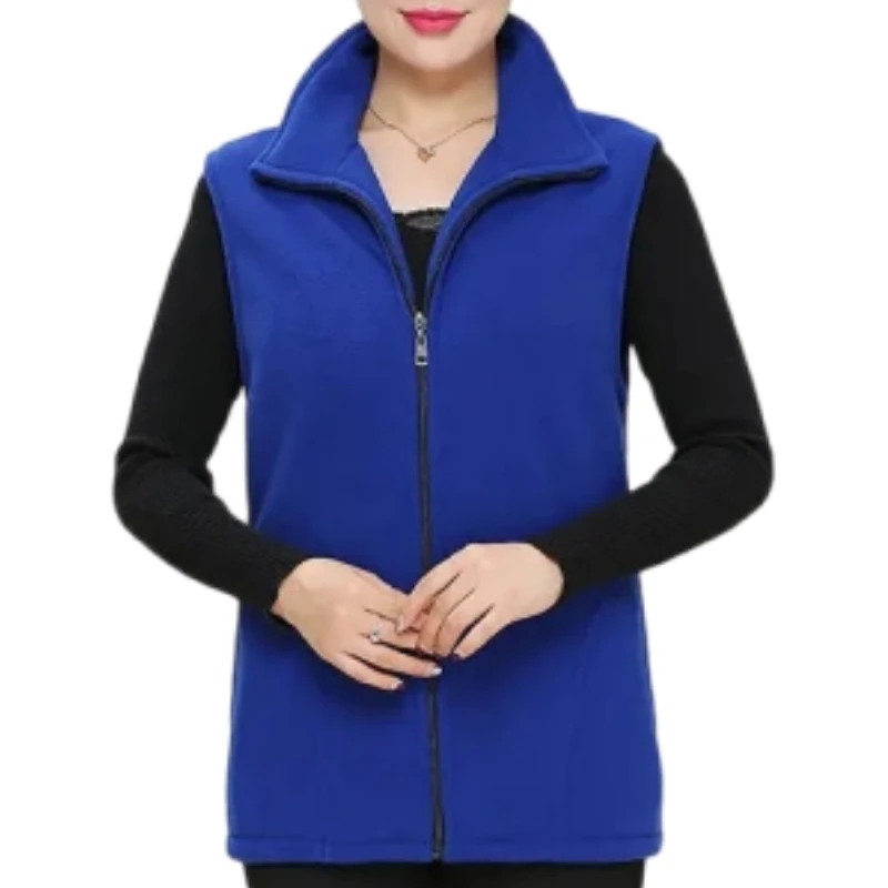 용수철 폴라 플리스 원단 여성용 조끼 재킷, 레이디 민소매 겉옷, 여성 라펠 칼라 조끼 코트, 가을