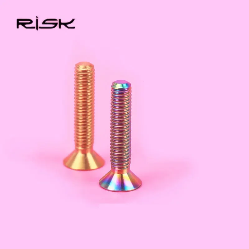 RISK 1PCS M6*30mm Titanium Bicycle Stigma Bolts MTB Bike Flat-head Bolts Mountain Bicycle Cycling Headset Stem Cap Screws