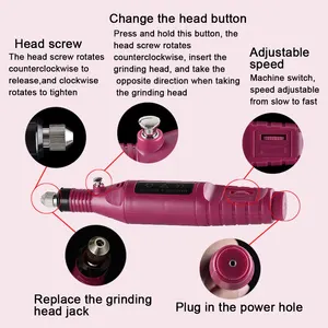 مجموعة أدوات طحن وتلميع الأظافر الكهربائية الصغيرة ، على نحو سلس ، ذكي ، تنظيم السرعة ، جهاز مانيكير أعلى 8 مبيعات مطرقة أوتوماتيكية للأظافر - No7