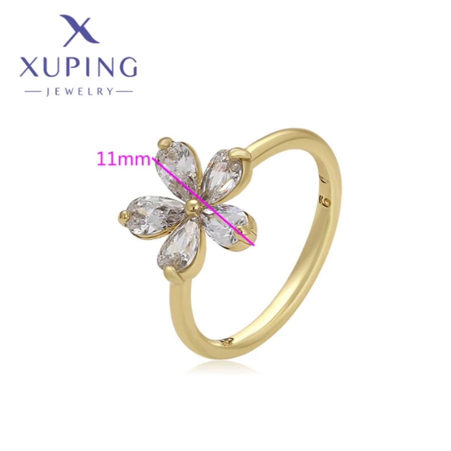 Xuping Jewelry Fashion New Arrival European Light Gold Color Couple Rings for Women Schoolgirl Christmas Party Gifts X000029829