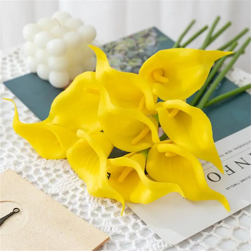 1/5/10Pcs Real Touch Calla Lily Artificial Flowers White Wedding Bouquet Bridal Shower Party Home Flower Decoration Fake Flower