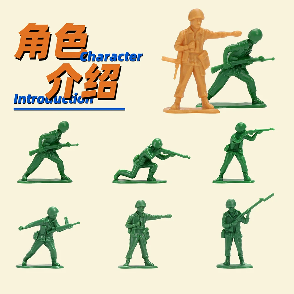 ViiKONDO Army Men Toy Soldier 100pc Military Action Figure 4-5cm Green Tan Grey Troop Battle Wargame Figurine Colorful Box