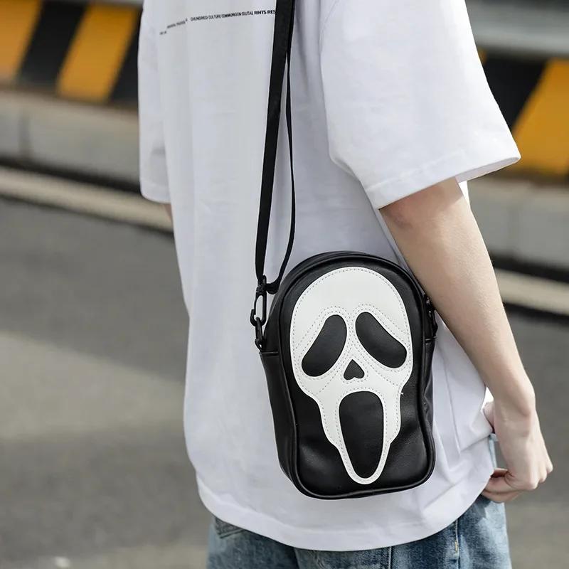 Y2K-Bolso de mano Vintage coreano para mujer, Cartera de hombro con diseño de fantasma Diablo, Halloween, piel sintética, Bagutte