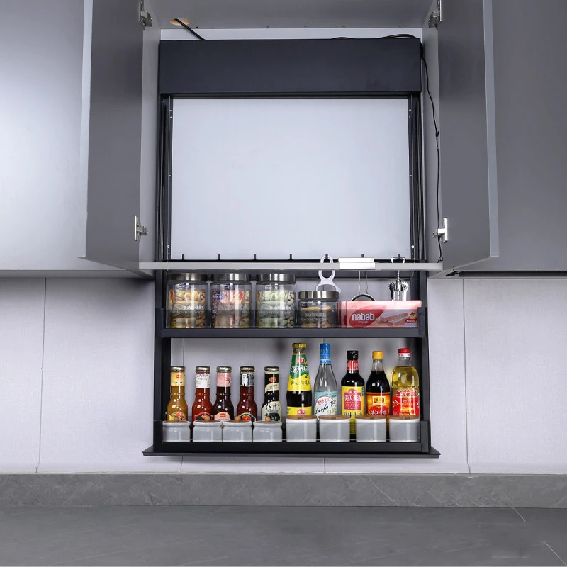 Intelligent electric hanging cabinet lifting basket,kitchen cabinet seasoning basket up&down elevator Intelligent touch sensing