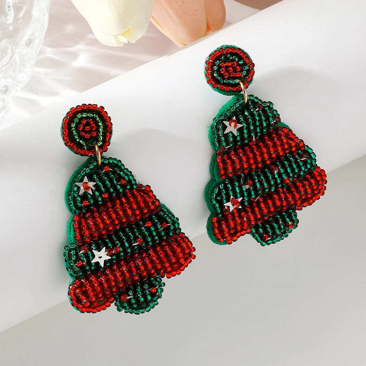 اليدوية شجرة عيد الميلاد مطرز استرخى أقراط احتفالية عطلة هدية مجوهرات لوازم الحرف زخرفة الديكور