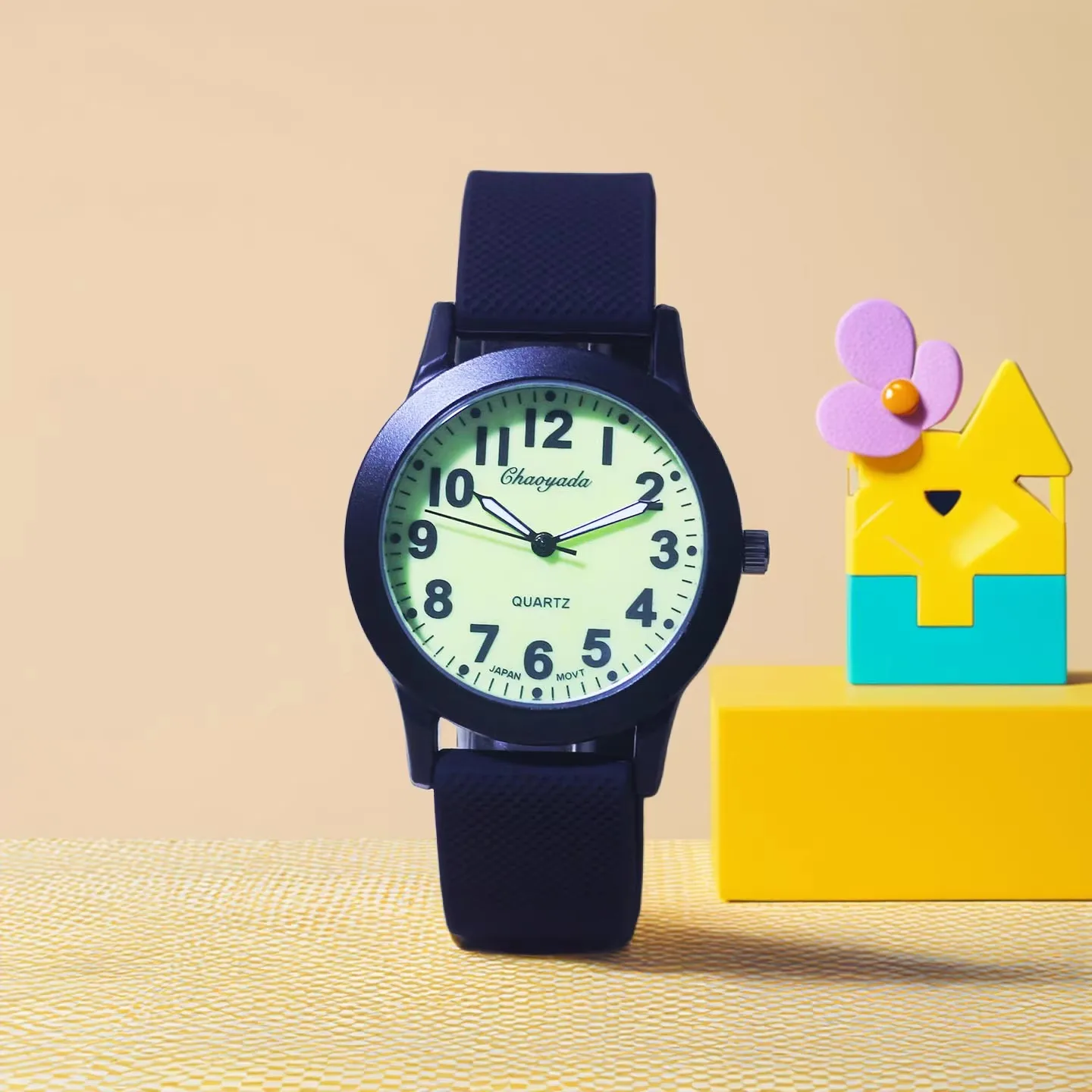 Women Man Cool Girls Boys Luminous Face Watches Soft Strap Silicone 12 Hours Quartz Students Kids Study Watches Clock Gifts