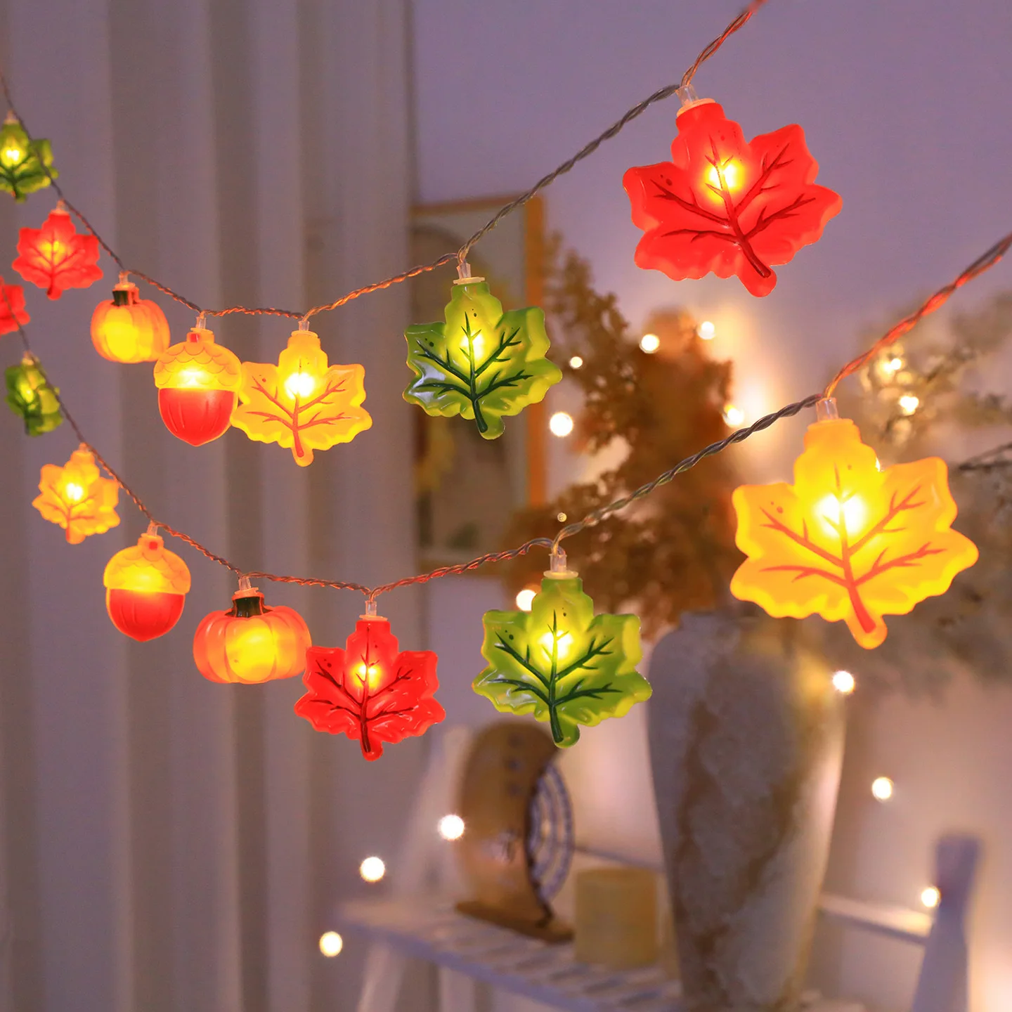 Fall Maple Leaf Pumpkin Acorn  - đánh giá và giá Led Fairy String Lights