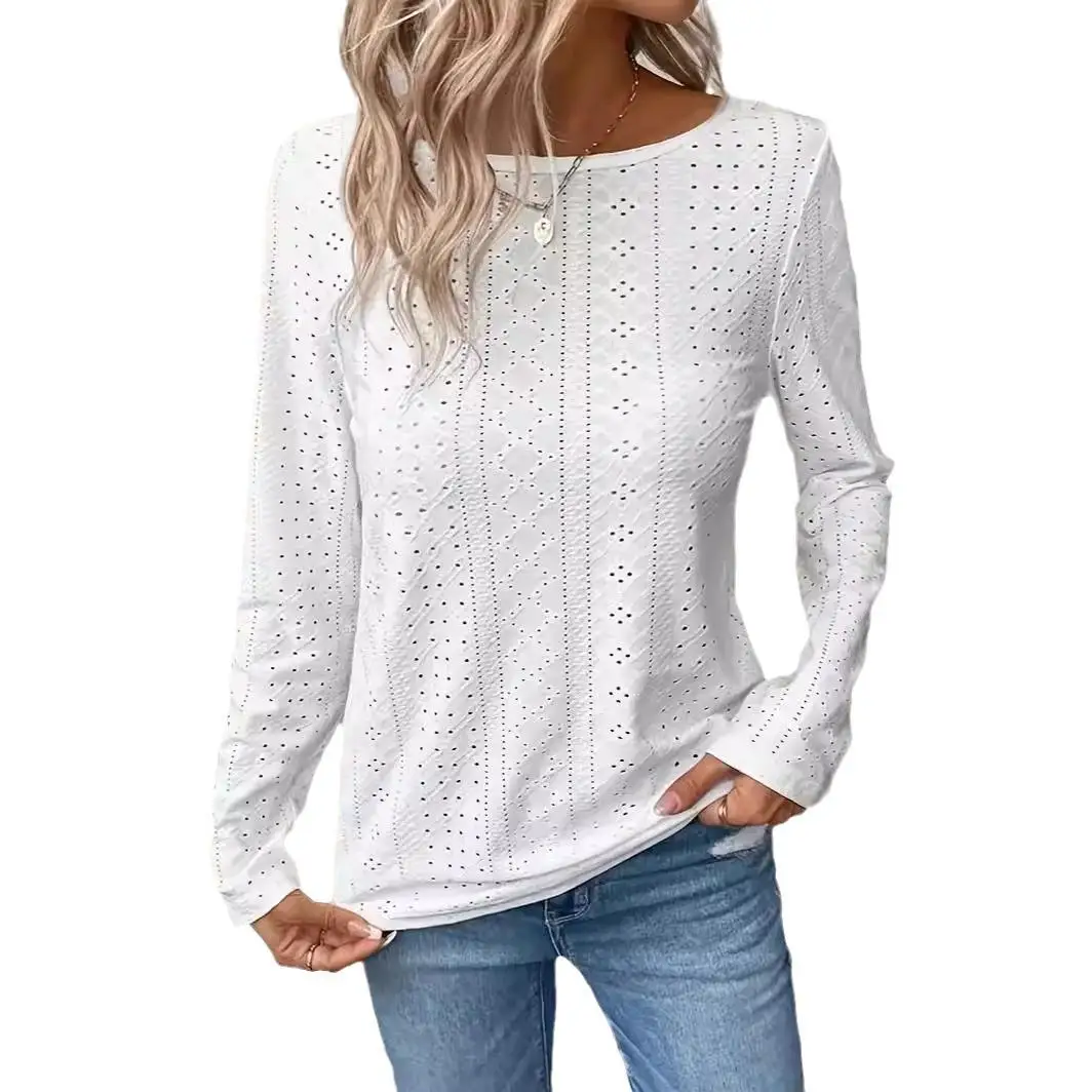 

Women's Long Sve Me T-irt Casual Sle Color round Ne Polyester Fiber Top Spring 2024 Collection