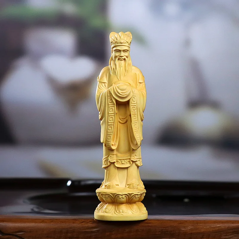 Boxwood Carving Bodhisattvas Dharma Protector Buddha Statue Home Offerings Wooden Ornaments